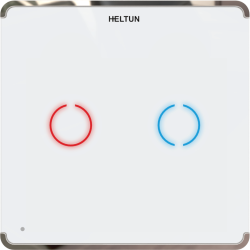 HE-TPS02-SK Touch Panel Switch, Z-Wave Plus v2 700-serien, 2 knapper, 2x indgange, 2x 5A udgange